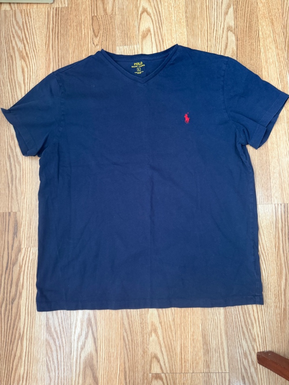 Polo by Ralph Lauren Navy sz L V‑Neck Tee with Red Pony Logo
